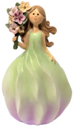 Сувенир полистоун девочка-зефирка с букетом зелено-фиолетовый 11,5*10,5*18,5см 10583317