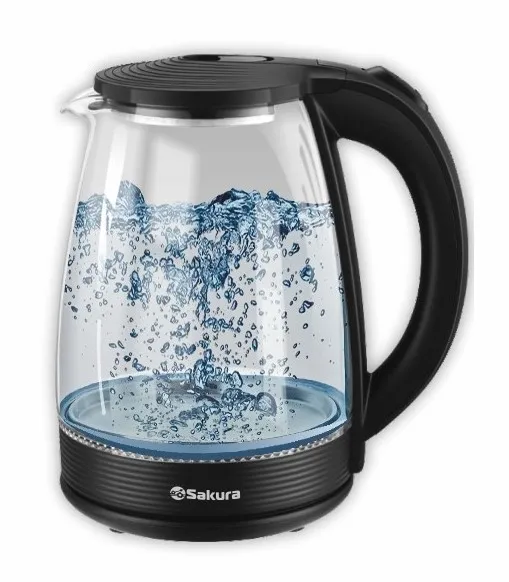SAKURA чайник электрический 1,8л стекло подсветка SA-2743BK