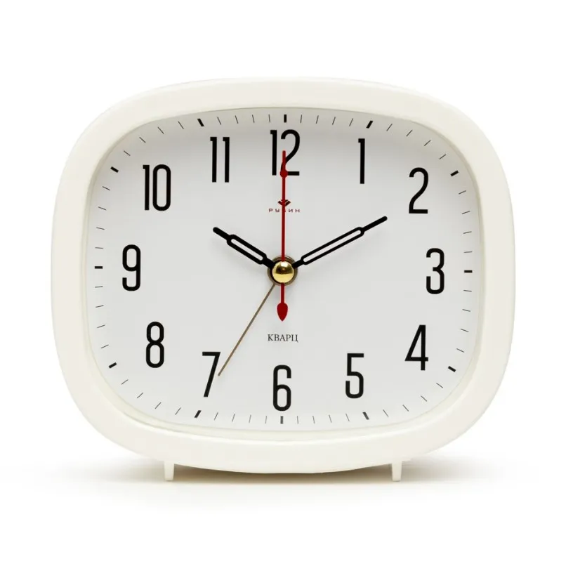 РУБИН будильник кварц классика цв.белый В5-003
