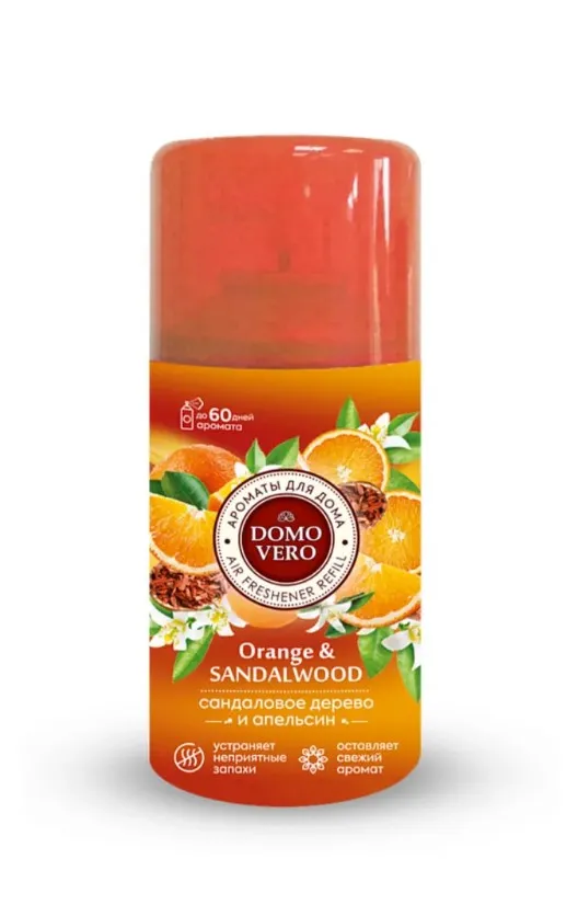 DOMOVERO освежитель воздуха сандаловое дерево и апельсин см.баллон 250мл