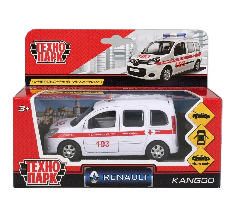 Машина металлическая renault kangoo скорая инерция 12см KANGOO-AMB