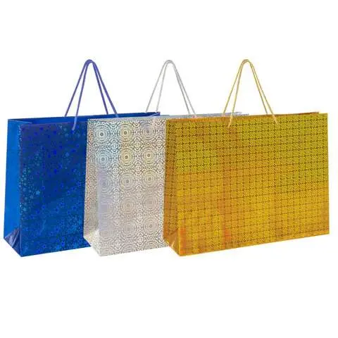 Пакет подарочный голография 14*6.5*11см EJ25244