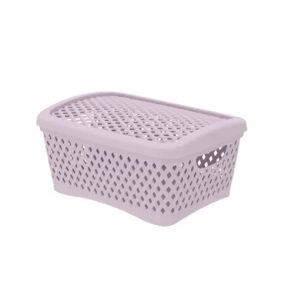 Корзинка ромбики цв.пепел розы S 25,5*19*12см АП456/43