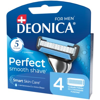 Deonica 5 For Men Кассеты сменные для бритья, 4 шт