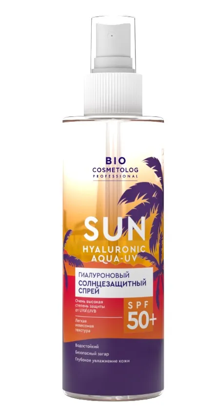 BIO COSMETOLOG спрей солнцезащитный гиалуроновый SPF 50+ 190мл