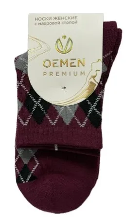 OEMEN носки женские с махровой стопой PW738-1 бордовый р.25-27