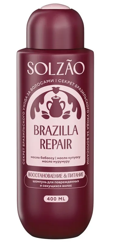 SOLZAO шампунь д/волос восстановление и питание 400мл