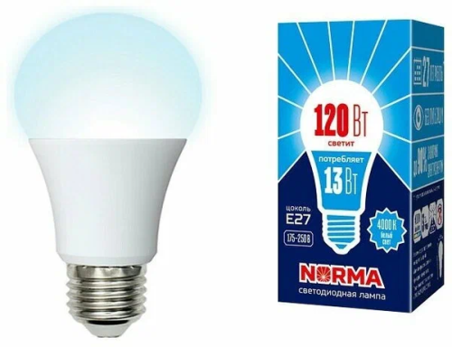 VOLPE лампа светодиодная A матовая белый свет 4000K LED-A60-13W/NW/E27/FR/NR