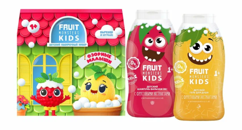 ФРУТОМОНСТРЫ набор подарочный озорные малыши: шампунь малина 250мл, гель дыня 250мл