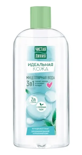 ЧИСТАЯ ЛИНИЯ Идеальная Кожа вода мицеллярная д/проблемной кожи с цинком и зеленым чаем 400мл