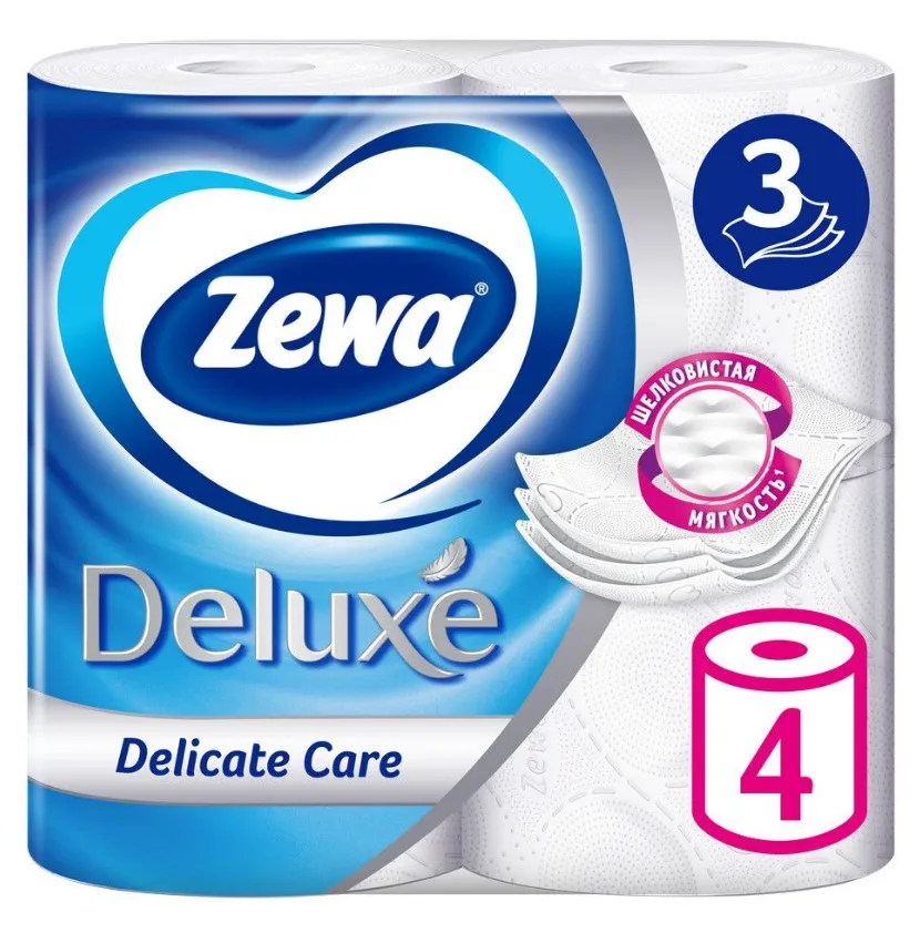 ZEWA Deluxe бумага туалетная белая 3сл. 4рулона