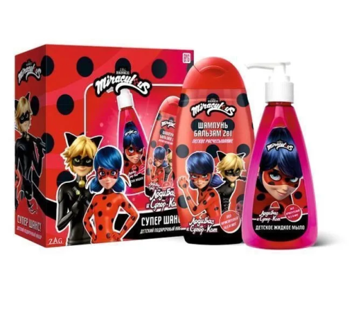 ЛЕДИ БАГ набор подарочный леди Баг и супер кот шампунь-бальзам 300мл, жидкое мыло 200мл