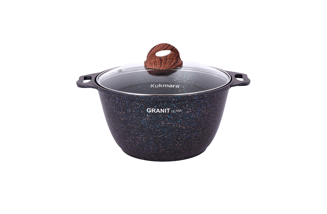 KUKMARA Кастрюля со стеклянной крышкой granit ultra blue 4л кгг42а/3