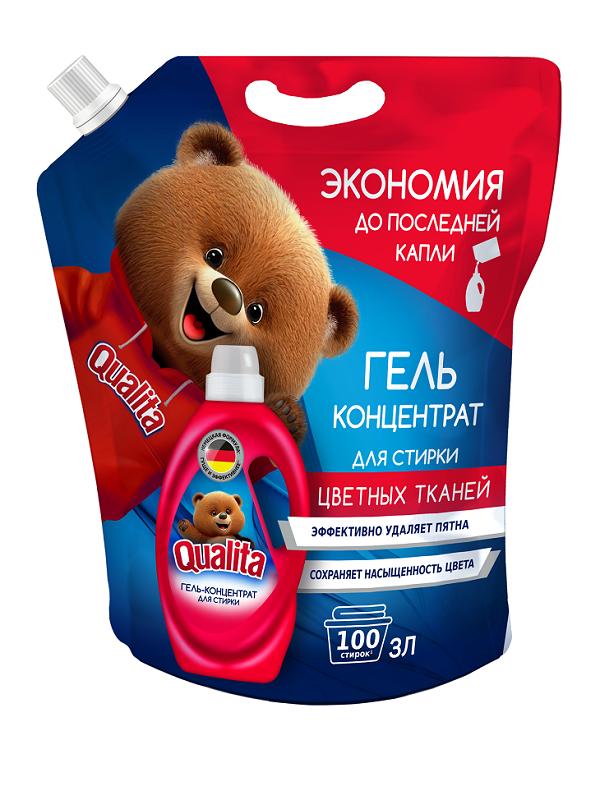 QUALITA гель д/стирки цветного белья мяг.уп. 1000мл