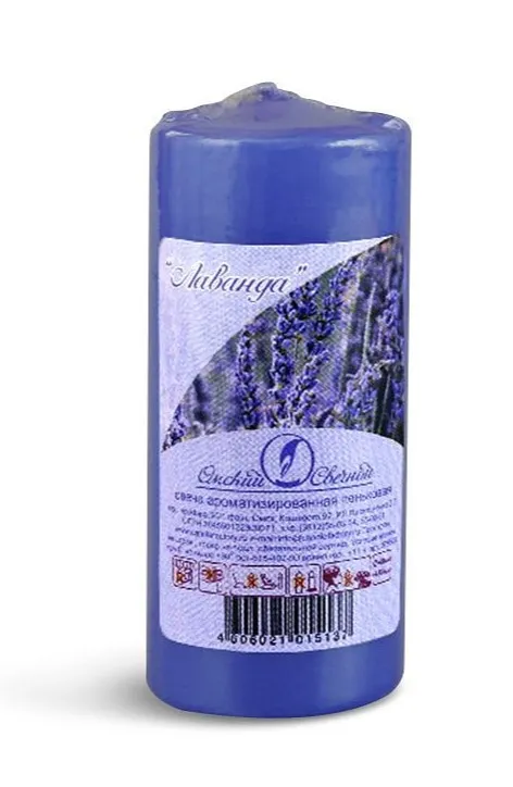 Свеча аромат. пеньковая лаванда 4*9см 079508