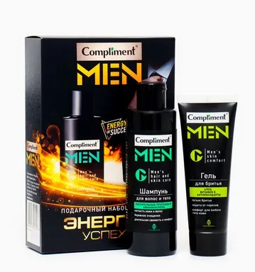 COMPLIMENT MEN набор подарочный энергия успеха №1991-2: гель д/бритья, шампунь 2в1 200мл