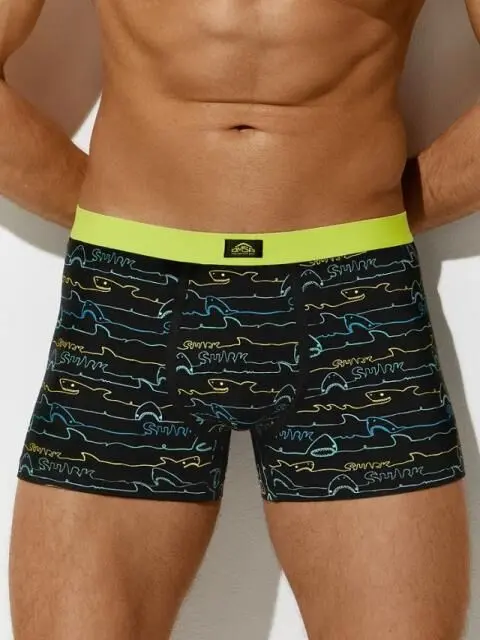 OMSA трусы мужские боксеры 1234-24B акулы nero/lime р.46/M