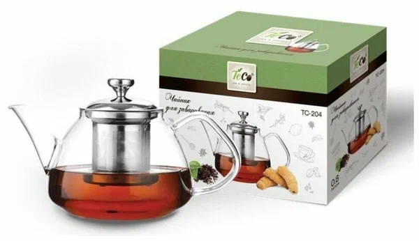 TECO чайник заварочный из стекла с ситом и крышкой 800мл TC -204