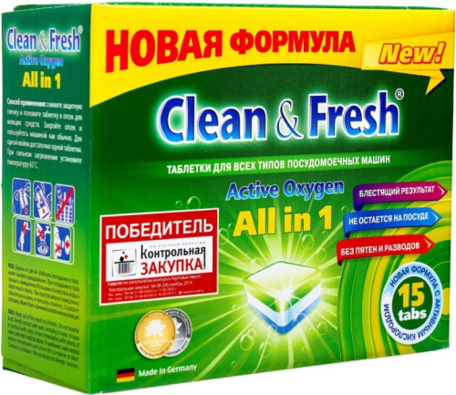 CLEAN&FRESH таблетки д/пмм 5в1 15шт