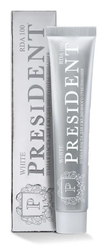 PRESIDENT паста зубная white 100 RDA 75г