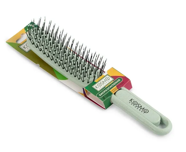 KOSMOSHTUCHKI расческа д/волос прямая био зеленая 53460\1