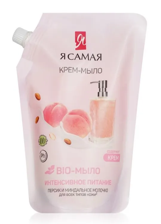 Я САМАЯ Bio крем-мыло жидкое персик и миндальное молочко мяг.уп. 500мл