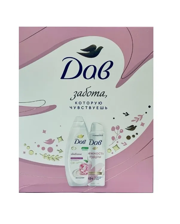 ДАВ набор подарочный: крем-гель д/душа пион и сливочная ваниль, антиперспирант нежность пудры 50мл