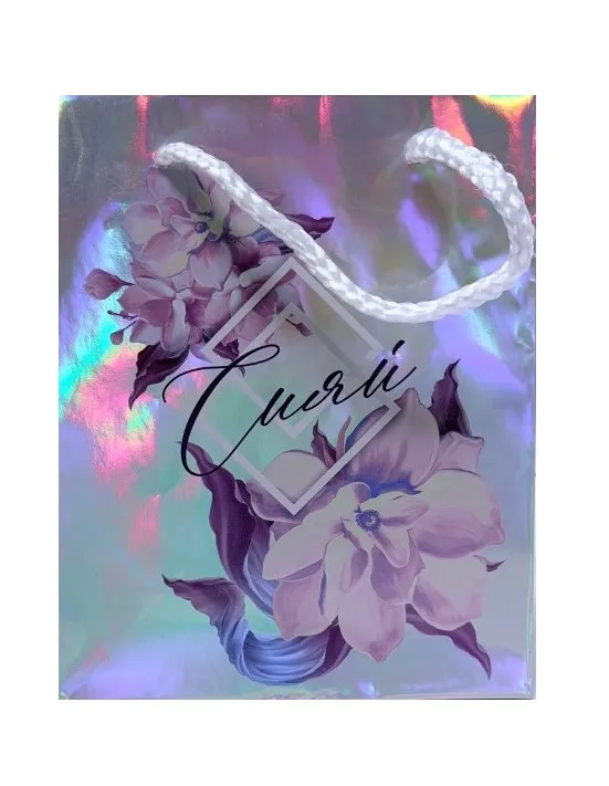 Пакет подарочный голография 12*15*6см cияй 5307551 (10)