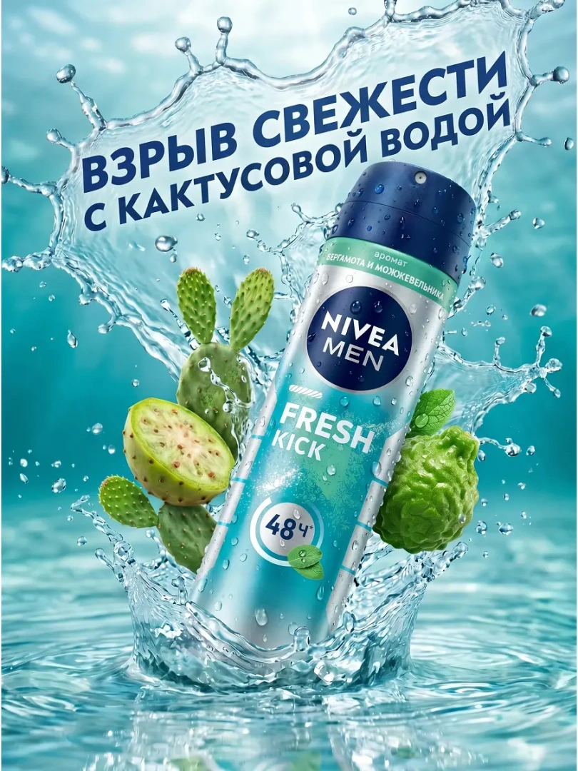 NIVEA MEN антиперспирант fresh kick 150мл спрей 83215