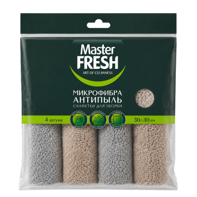 MASTER FRESH салфетки для уборки микрофибра 30*30см 4шт