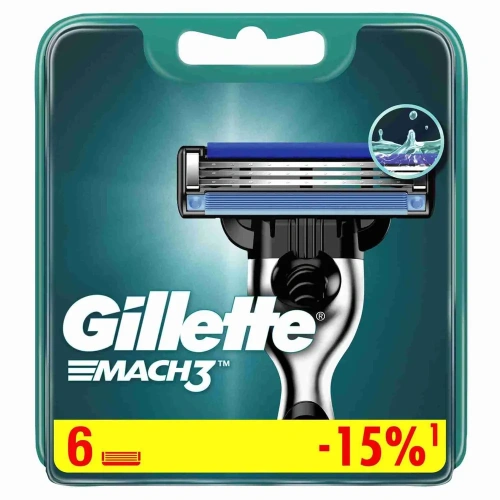 GILLETTE Mach3 кассеты сменные д/бритья муж. 6шт