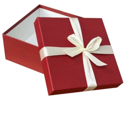 Коробка подарочная с бантом цв.красный-бордовый 19*19*9см Д10103К.143.2