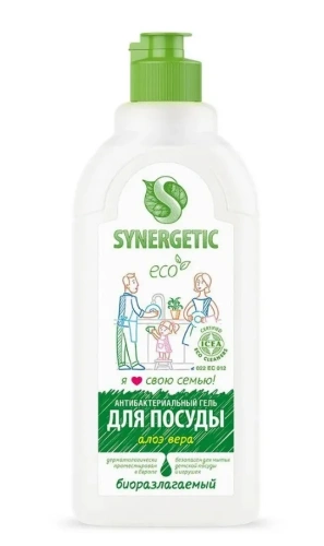 SYNERGETIC гель д/мытья посуды биоразлагаемый алоэ 500мл (14)