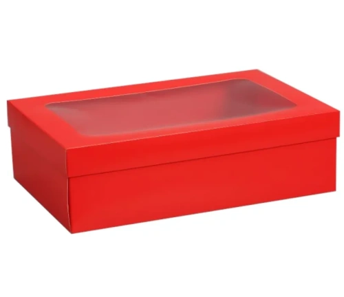 Коробка складная красная с окном 21*15*7см 9702384