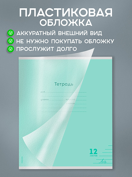 Тетрадь 12л plastic cover классика линия 12-1413