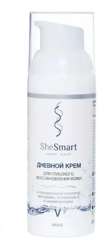 SHESMART крем дневной д/глубокого восстановления гиалурон пептиды и витамин Е 50мл