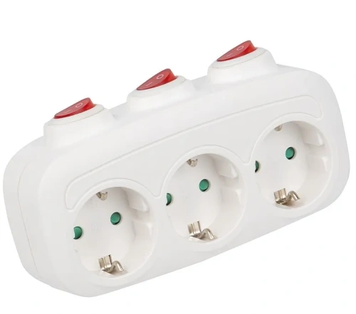 UNIEL разветвитель сетевой с выключателем с заземлением 16А 3гн.S-GES3-16OB