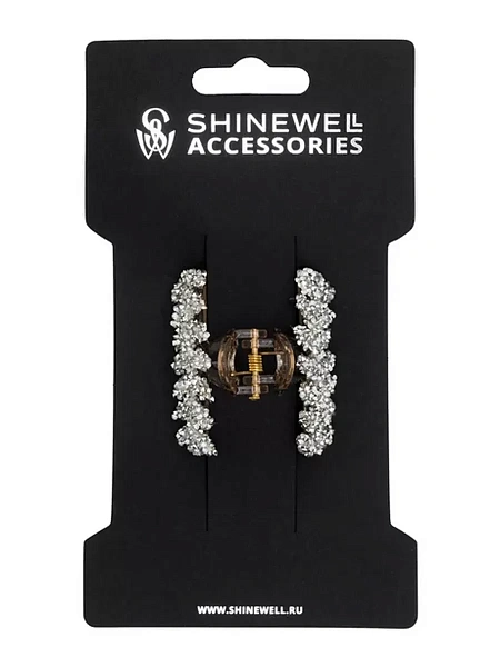 SHINEWELL крабик маленький серебряный с камнями