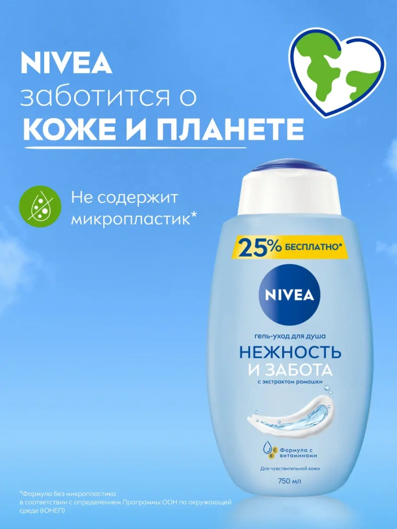 NIVEA гель для душа нежность и забота 750мл 83634