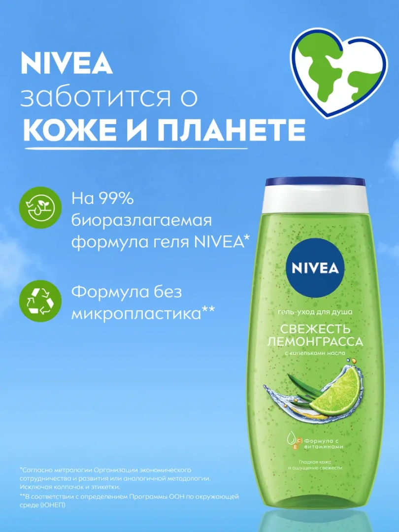 NIVEA гель-уход д/душа свежесть лемонграсса 250мл 81067