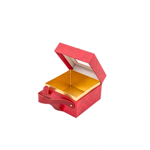 Коробка-бокс подарочная с окном и ручкой 11*7см цв.красный арт.EA097