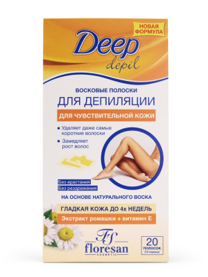 ФЛОРЕСАН полоски восковые д/депиляции чувствительной кожи с ромашкой ноги и руки 15 пар ф-614