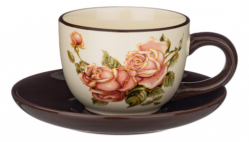 AGNESS Корейская роза нчайная пара фарфор 220мл 358-1705