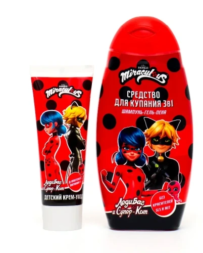 ЛЕДИ БАГ И СУПЕР КОТ набор подарочный чудо вокруг! средство д/купания 3в1 300мл,крем-уход 75мл