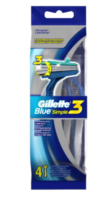 GILLETTE станок одноразовый муж. blue simple3 4шт