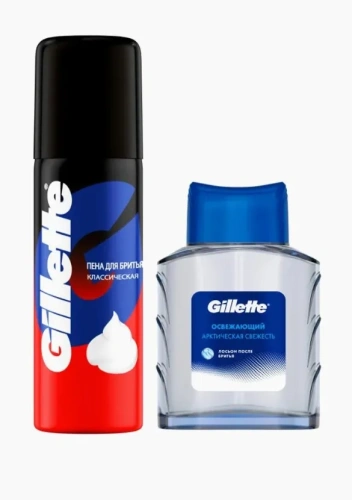 GILLETTE набор подарочный:лосьон после бритья освежающий 50мл, пена д/бритья классическая 50мл