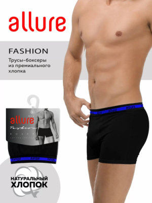 ALLURE трусы мужские боксеры ALR00010 черный/василек р.XL