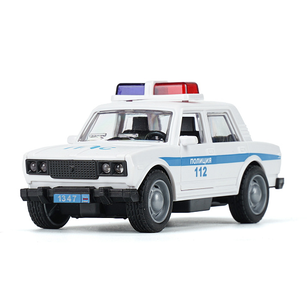 Машина пластик Lada 2106 полиция инерция двери белый 13,5см