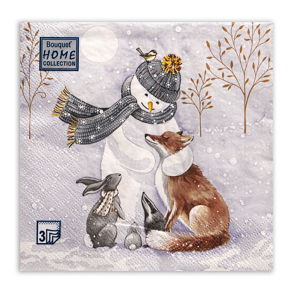BOUQUET Home сollection салфетки столовые нг снеговик и его друзья 3сл 20шт