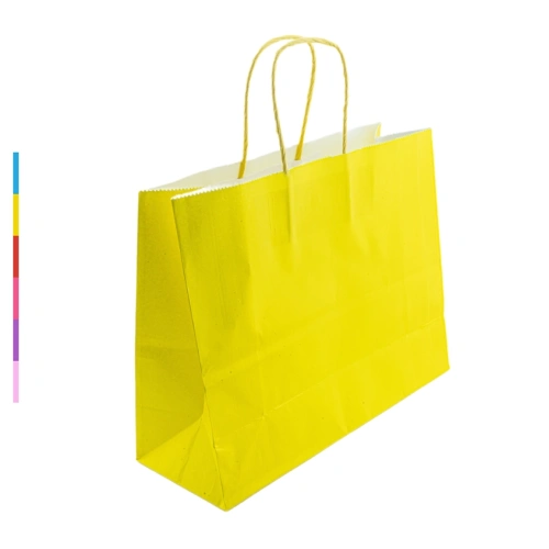 Пакет подарочный 32*25*12см однотонный бум.ручки цветные EL231106268